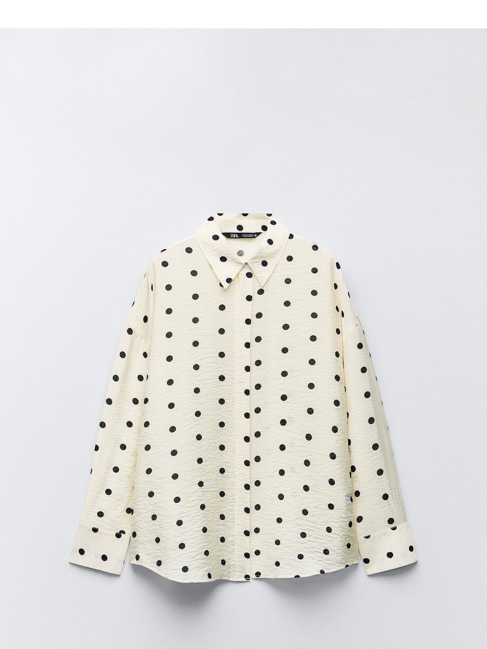 Zara Polka Dot Button-Up Shirt - Cream/Black